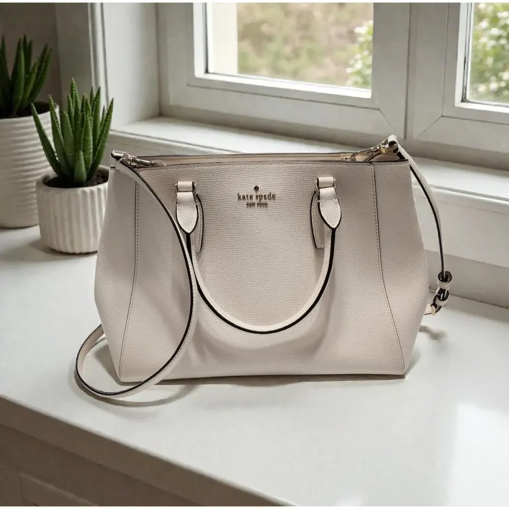 Kate Spade New Kristi Ivory Leather Satchel KA696 $399 Shoulder Bag Purse